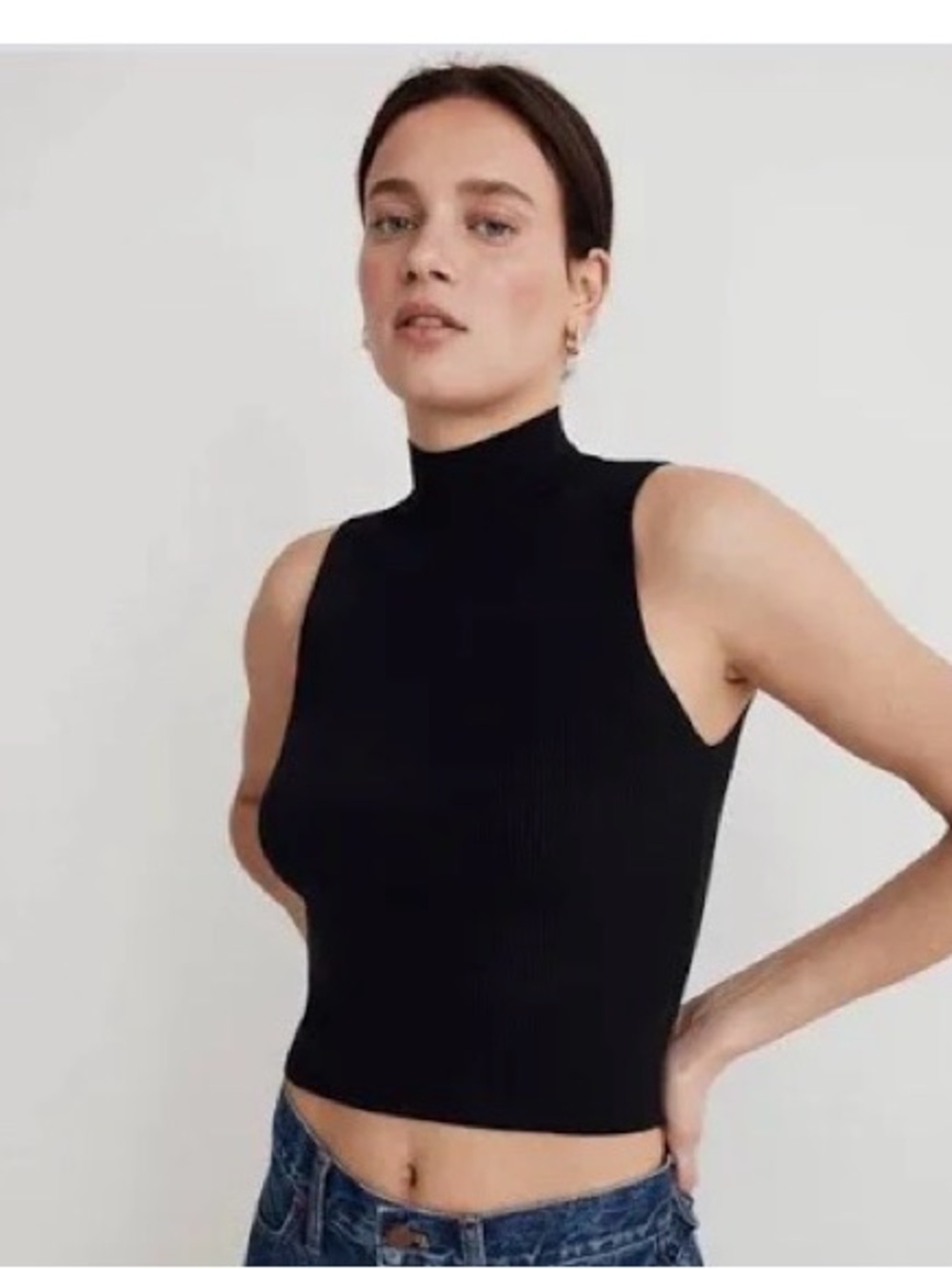 Madewell mock neck sleeveless ribbed sweater